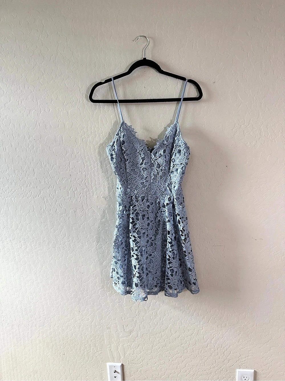Windsor Mandee V-Neck Lace Skater Dress Blue
